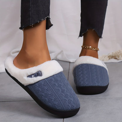 Solid Color Slippers – Casual Slip-On Plush Lined Indoor Home Shoes, Comfortable and Cozy