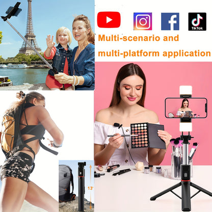 66" Portable Tripod for iPhone and Android - Phone Stand with Remote for Video Recording, Compatible with iPhone 15/14/13, Ideal for Travel