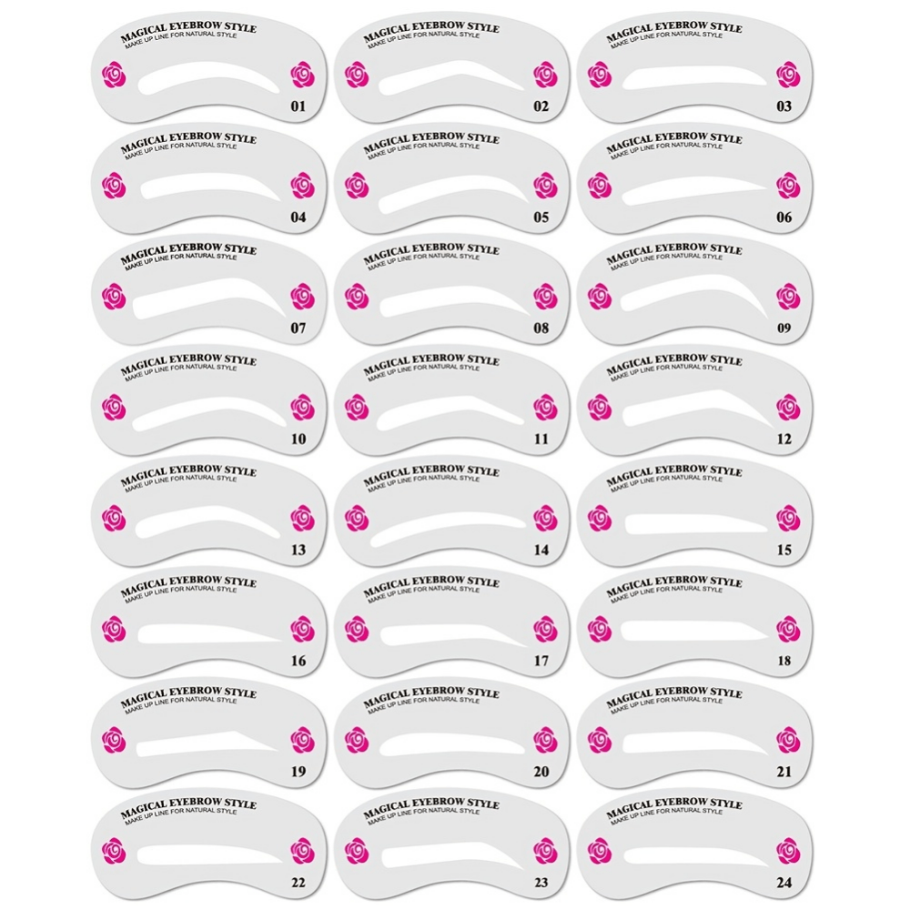 24 Styles Eyebrow Shaping Stencils – Grooming Kit for Women, Ideal for Beauty Modeling and Makeup Application