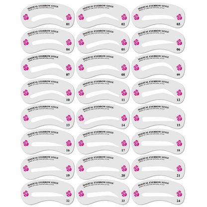 24 Styles Eyebrow Shaping Stencils – Grooming Kit for Women, Ideal for Beauty Modeling and Makeup Application