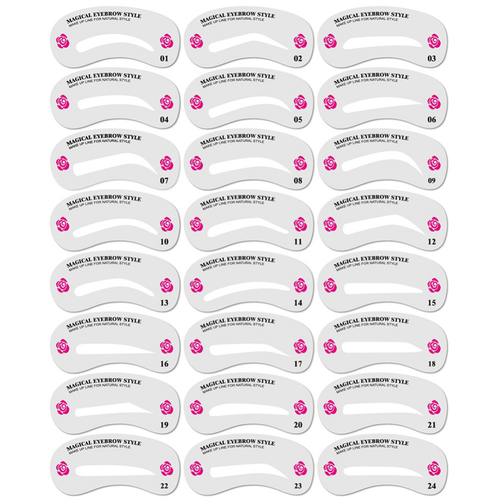 24 Styles Eyebrow Shaping Stencils – Grooming Kit for Women, Ideal for Beauty Modeling and Makeup Application