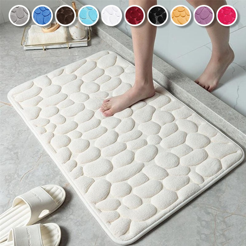 Cobblestone Pattern Bath Rug – Soft Non-Slip Quick Dry Mat, Water Absorbent Shower Carpet for Home, Bathroom, Kitchen, Laundry, Bedroom, and Indoor Use