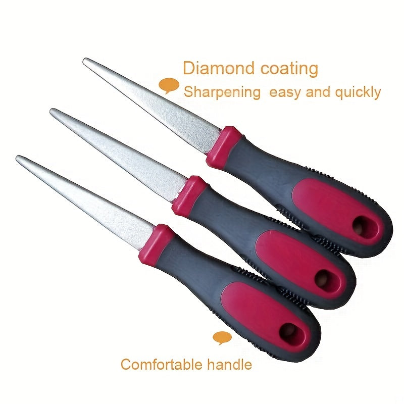 Diamond Sharpening File – 2 Sided Flat and Curved for Scissors, Knives, and Garden Tools