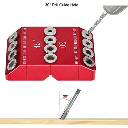 Angled Drill Guide Jig Kit for Cable Railing - 30°, 45°, 90° Degree Angles and Straight Holes - Durable Metal for Deck Stair Handrails and Wood Posts