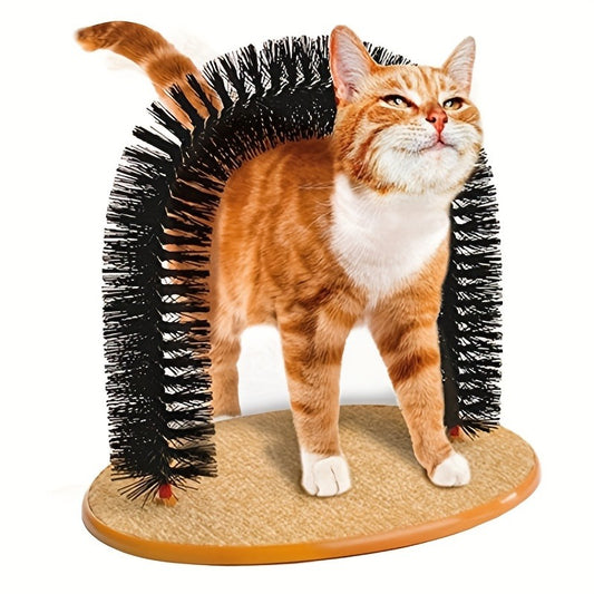 Multifunctional Cat Arch Grooming and Massage Toy - Hair Brush Scratching Toy for Cats and Kittens, Interactive Pet Supply