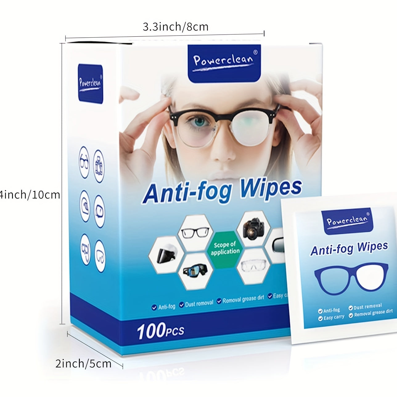 100-Count Pre-Moistened Eyeglass Cleaner Wipes - Anti-Streak, Non-Scratching for Glasses, Goggles, and Camera Lenses