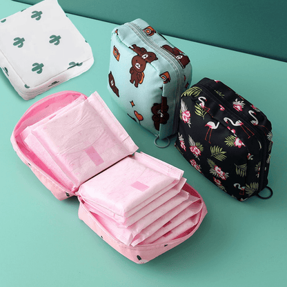 Multi-Function Travel Storage Bag - Stylish and Practical Organizer for Toiletries, Sanitary Napkins, and Makeup