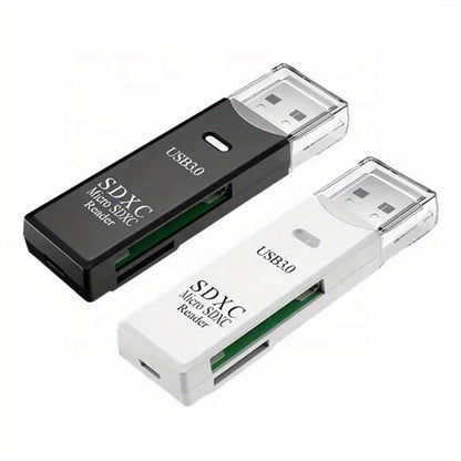 Mini High-Speed 2-in-1 Multi Card Reader - USB 3.0 Adapter for Micro SD and TF Card Memory Flash Drives