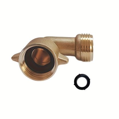 90 Degree Solid Copper RV Garden Water Hose Elbow Connector – Leak-Resistant, Lead-Free, US Standard Thread, Durable and Corrosion-Resistant