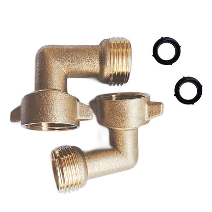 90 Degree Solid Copper RV Garden Water Hose Elbow Connector – Leak-Resistant, Lead-Free, US Standard Thread, Durable and Corrosion-Resistant