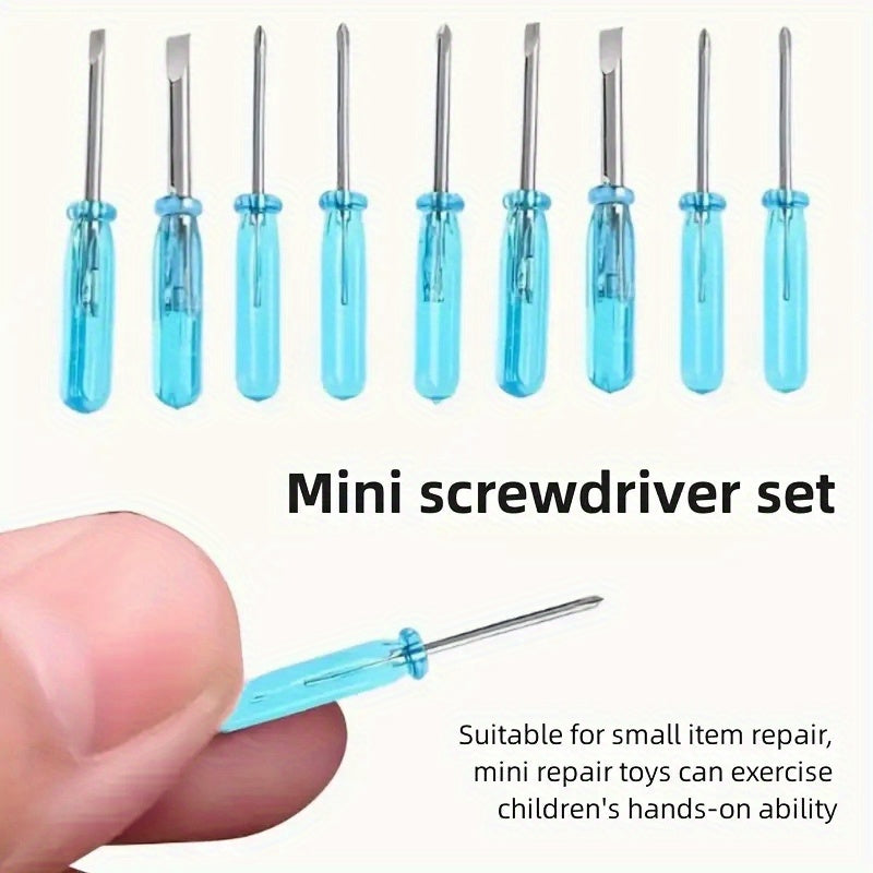 10 Piece Blue Mini Screwdriver Set – 2mm Cross Word Repair Tool with Crystal Handle, Ideal for Toys and Small Repairs – Great Gift for Halloween, Christmas, Thanksgiving