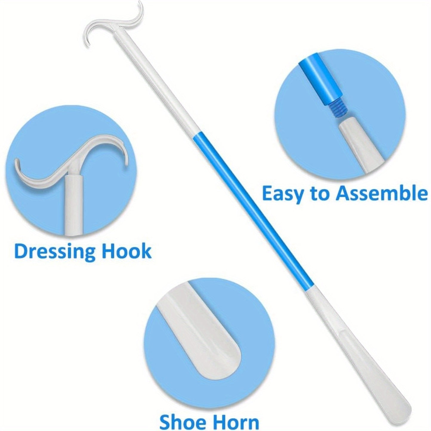 35.5-Inch Long Handled Shoe Horn and Dressing Stick - Adjustable Aid for Shoes, Socks, Shirts, and Pants - Perfect for Seniors