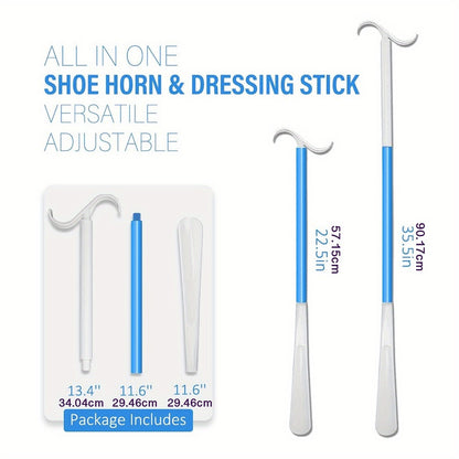 35.5-Inch Long Handled Shoe Horn and Dressing Stick - Adjustable Aid for Shoes, Socks, Shirts, and Pants - Perfect for Seniors