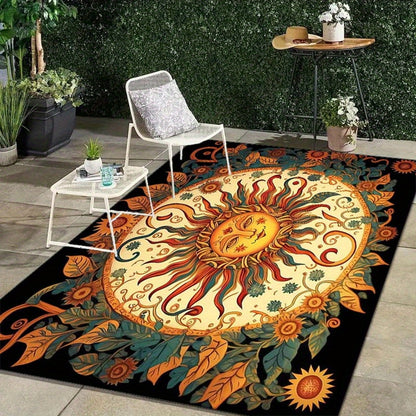 3D Mandala Sun Flower Printed Rug – Outdoor Patio Garden Rug, Indoor Area Rug for Bedroom and Living Room – Anti-Slip Floor Mat