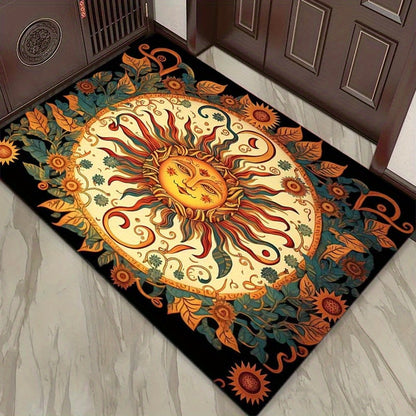 3D Mandala Sun Flower Printed Rug – Outdoor Patio Garden Rug, Indoor Area Rug for Bedroom and Living Room – Anti-Slip Floor Mat