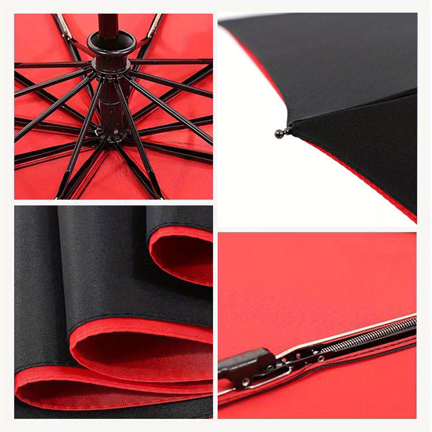 Windproof Travel Umbrella - Sturdy 10-Rib Frame, Automatic, Extra Large Folding Design with UV Protection, Dual Use for Sunny and Rainy Weather