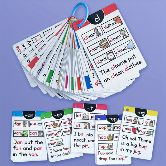 107 Group I Can Read Phonics Learning Flashcards - English CVC Words, Educational Memory Games, Cognitive Teaching Aids for Kids, Halloween & Christmas Gift