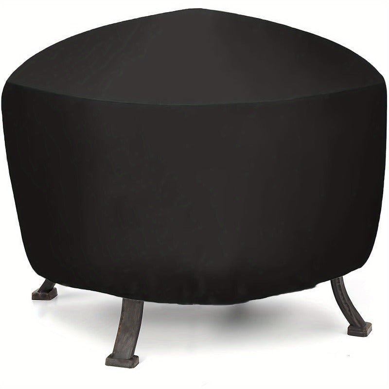 Heavy-Duty Round Fire Pit Cover - Premium Polyester with Drawstring Closure, Wind-Resistant and UV Protected, Tear-Resistant