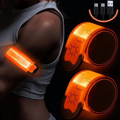 2-Pack Rechargeable LED Armband Lights - High-Visibility Emergency Lights for Night Running | Adjustable Reflective Bands, Comfortable, Water-Resistant, Energy-Efficient for Men, Women, Kids