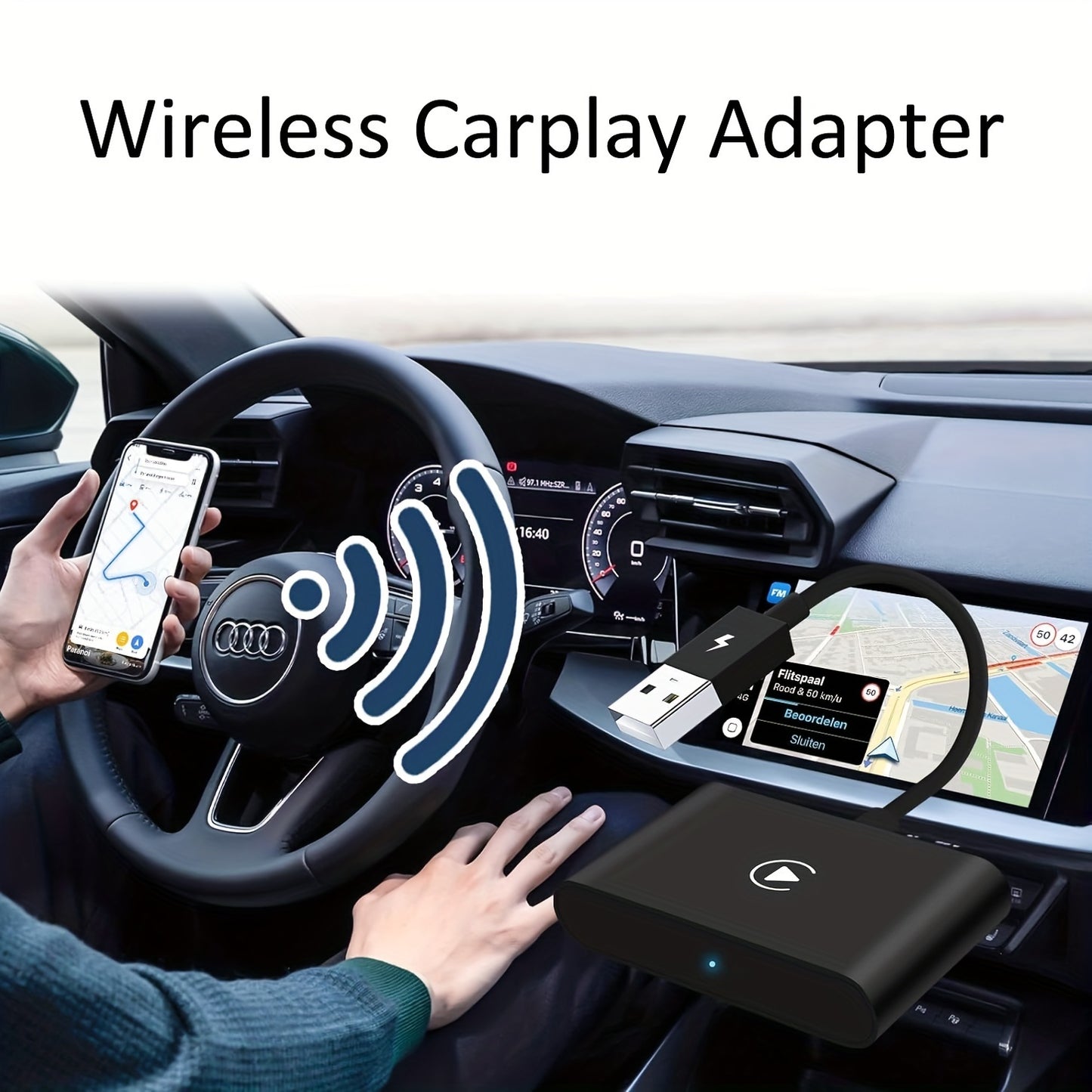 2023 Wireless CarPlay Adapter – Plug & Play Dongle for Seamless Wired to Wireless Conversion – Easy Setup, Compatible with 2015+ Vehicles & iPhone iOS 10+, Upgrade Your Driving Experience