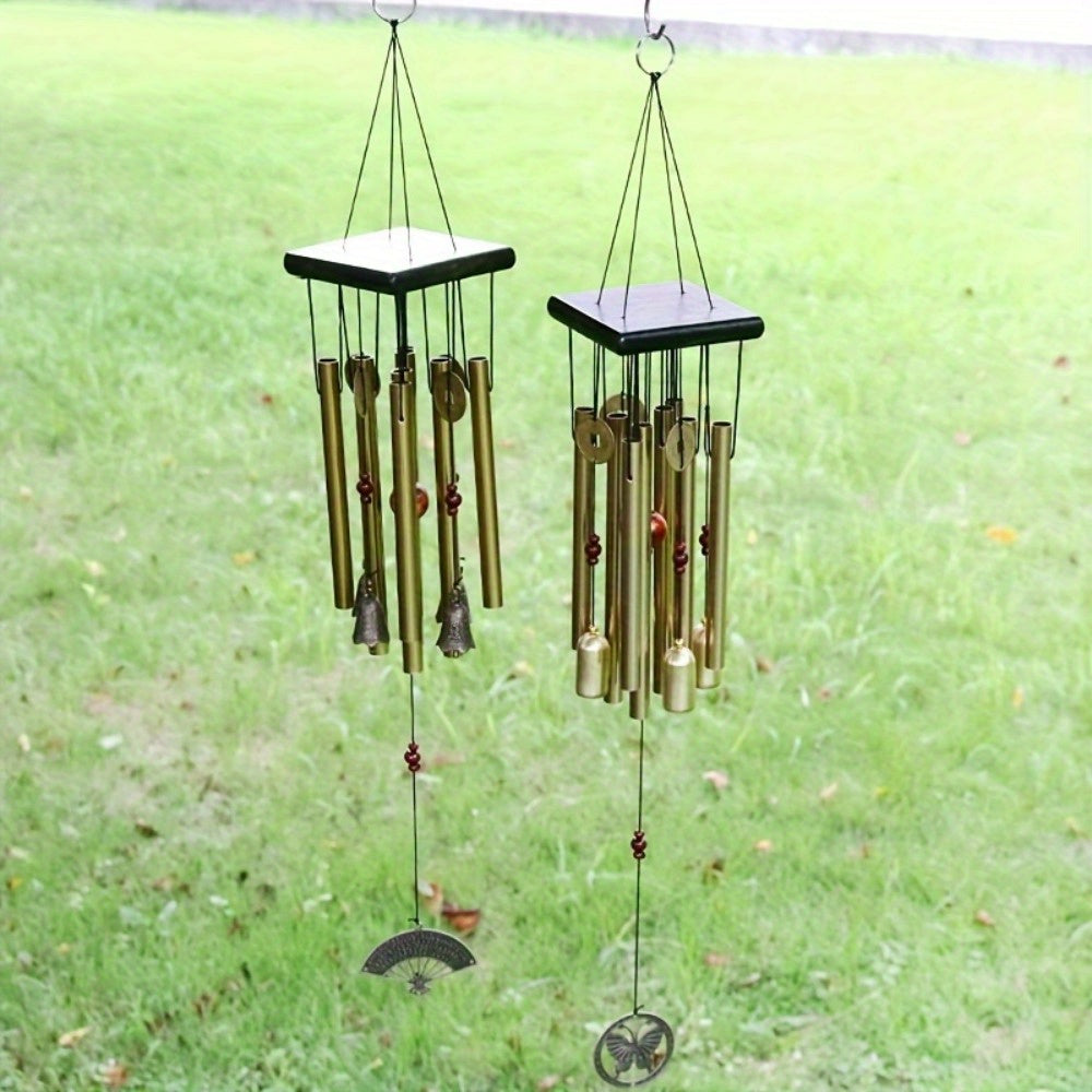 Large Antique Copper Bell Wind Chime - Aluminum Alloy Tubes, No Battery Needed, Ideal for Outdoor Garden and Home Decor