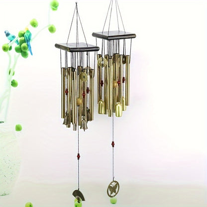 Large Antique Copper Bell Wind Chime - Aluminum Alloy Tubes, No Battery Needed, Ideal for Outdoor Garden and Home Decor