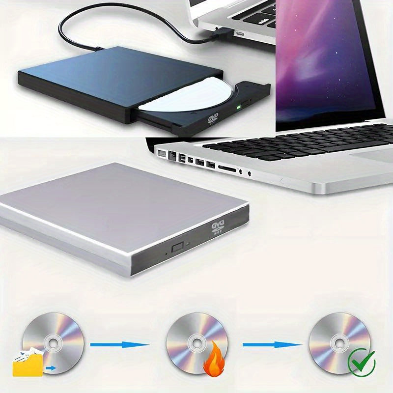 External DVD Optical Drive USB 3.0 - CD/DVD Player, Reader, Recorder for Laptop, Burning