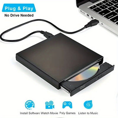 External DVD Optical Drive USB 3.0 - CD/DVD Player, Reader, Recorder for Laptop, Burning