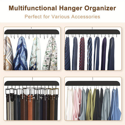 14pcs Wooden Belt Hangers with Polished Hooks - Multi-Functional Organizer for Ties, Scarves, Vests, and Accessories - Space-Saving Durable Wardrobe Storage for Home, Dorm, and Retail