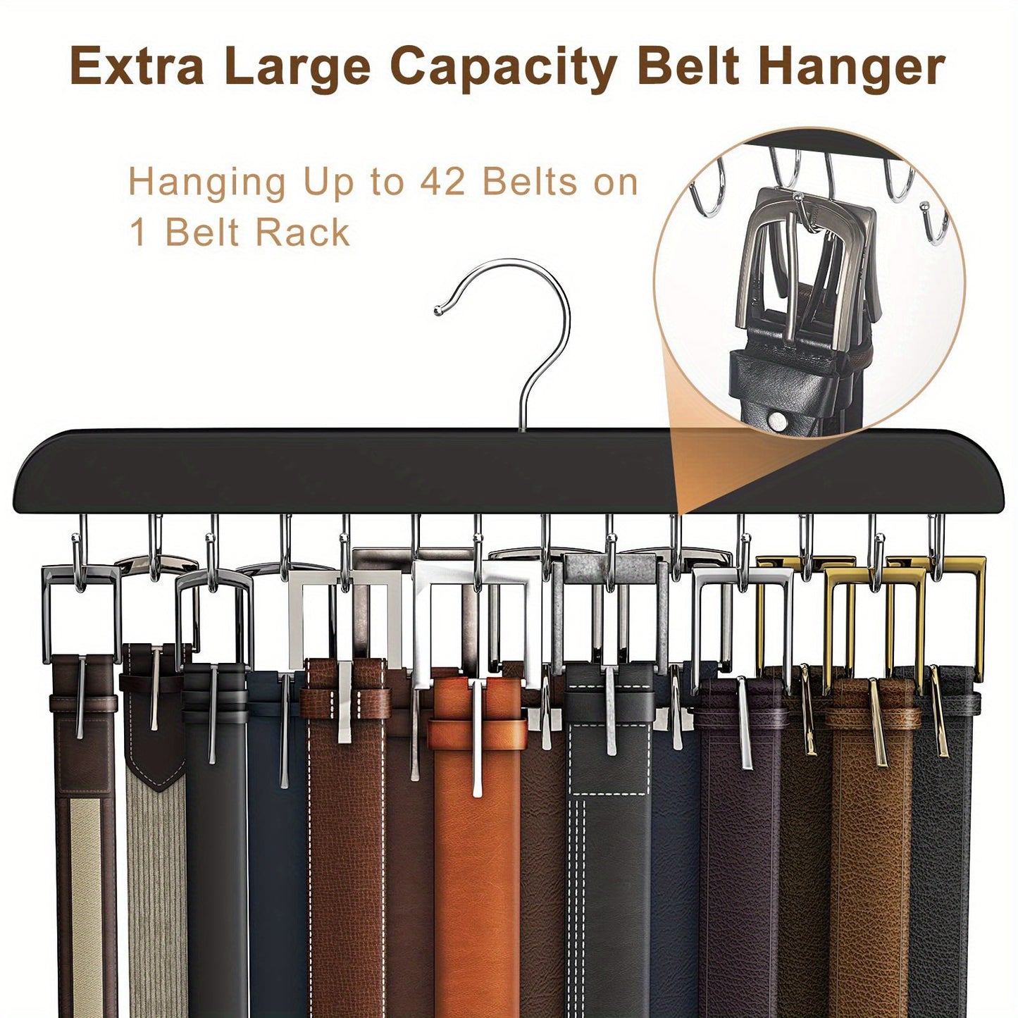 14pcs Wooden Belt Hangers with Polished Hooks - Multi-Functional Organizer for Ties, Scarves, Vests, and Accessories - Space-Saving Durable Wardrobe Storage for Home, Dorm, and Retail