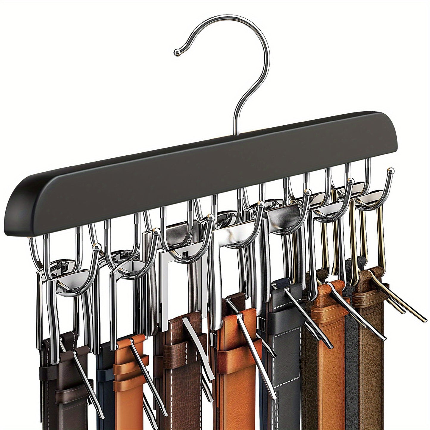 14pcs Wooden Belt Hangers with Polished Hooks - Multi-Functional Organizer for Ties, Scarves, Vests, and Accessories - Space-Saving Durable Wardrobe Storage for Home, Dorm, and Retail