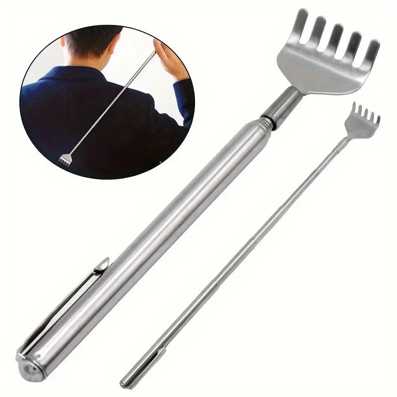 Retractable Back Scratcher – Extendable 19.69 inches, Portable Itch Relief Tool with Non-Ticking Stainless Steel Rake (1pc)