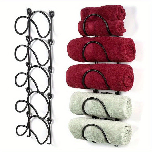 6pcs Wrought Iron Rack Set - Space-Saving Towel and Wine Holders, Elegant Wall Decor, Ideal for Christmas and Halloween Gifts