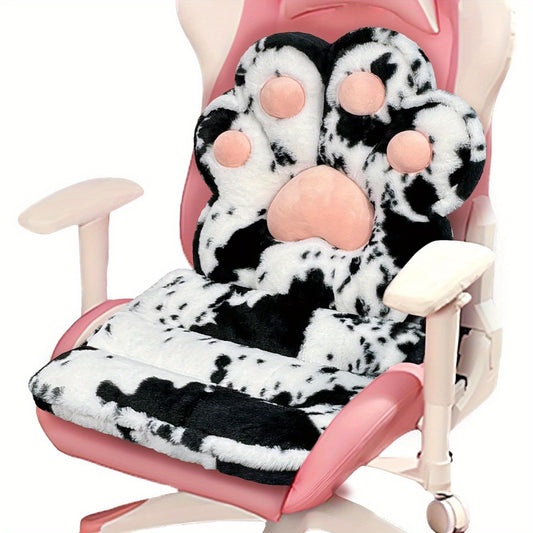 L-Shape Cat Paw Cushion - Soft Faux Rabbit Fur Gaming Chair Pillow, Kawaii Floor Seat for Room Decor and Office Chair, Cute Plush Cushion for Gamer Girls