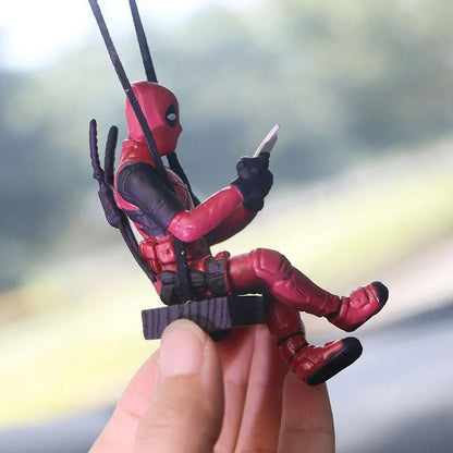 Deadpool Action Figure Swing Pendant – PVC Hanging Ornament for Rearview Mirror – Animated Superhero Design for Auto Interior Decoration