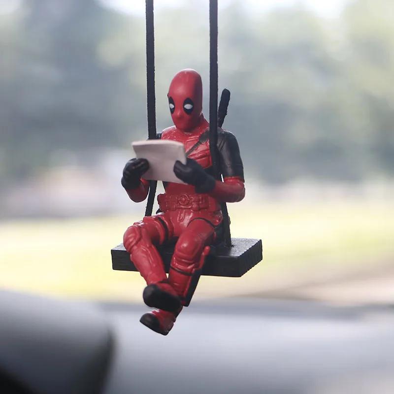 Deadpool Action Figure Swing Pendant – PVC Hanging Ornament for Rearview Mirror – Animated Superhero Design for Auto Interior Decoration