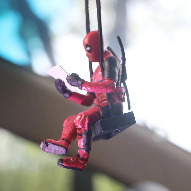 Deadpool Action Figure Swing Pendant – PVC Hanging Ornament for Rearview Mirror – Animated Superhero Design for Auto Interior Decoration