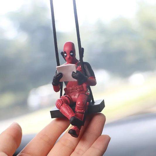 Deadpool Action Figure Swing Pendant – PVC Hanging Ornament for Rearview Mirror – Animated Superhero Design for Auto Interior Decoration