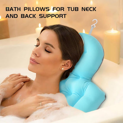 Luxury Full Body Bath Pillow – 5D Air Mesh with Non-Slip Suction Cups, Headrest Neck and Back Support, Includes Mesh Laundry Bag, Quick Drying, Ocean Blue