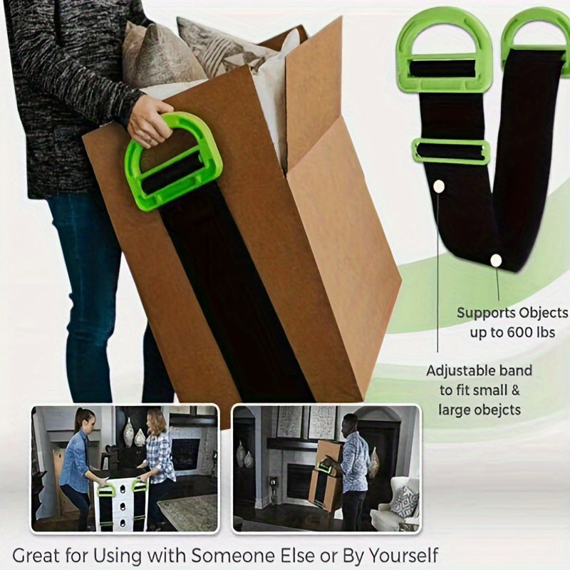 Heavy-Duty Ergonomic Lifting Strap - Adjustable, Supports Up to 600 lbs, Ideal for Furniture and Heavy Objects, Perfect for Solo or Team Use