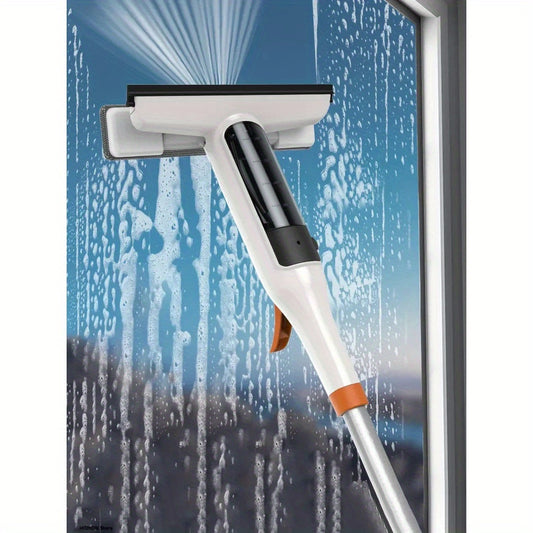 Multifunctional Window Squeegee with Spray - Glass Wiper with Silicone Scraper, Extendable Pole for Cleaning Glass, Bathroom, Kitchen, and Walls