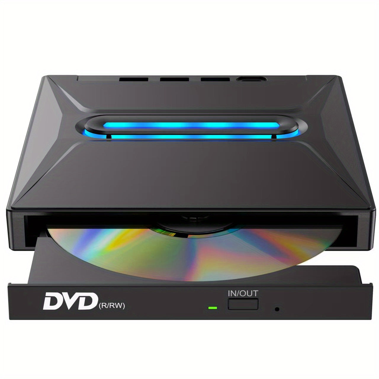 2024 New Luminous 3 USB 3.0 External CD/DVD Drive – Type-C Portable DVD±RW Player Hub with SD Card Reader, Compatible with Windows, Linux, and Mac