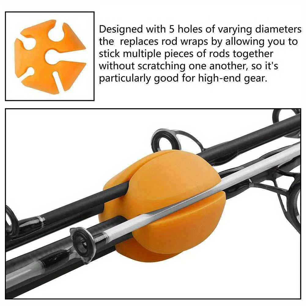 6 Pack Silicone Fishing Rod Holders - Multifunctional Grip and Protection with Snap Clasp Bundle