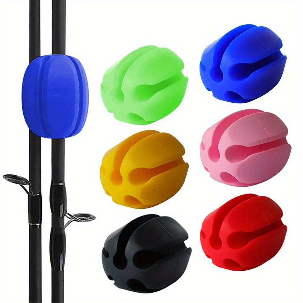 6 Pack Silicone Fishing Rod Holders - Multifunctional Grip and Protection with Snap Clasp Bundle