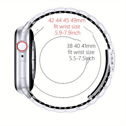 Adjustable Stainless Steel Band for Apple Watch - 38/40/41/42/44/45/49mm, Metal Strap with Butterfly Clasp for iWatch Series 1-9, SE, SE 2, Ultra, Fits Wrist Sizes 5.5-9.1 Inches