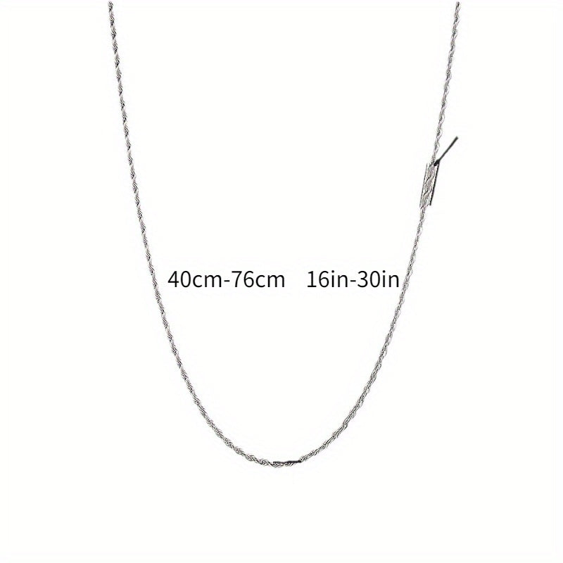 Sterling Silver Twist Rope Chain Necklace - Simple and Hip Hop Style, Shiny Basic Chain, Elegant Women's Jewelry Accessory