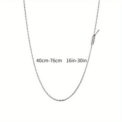 Sterling Silver Twist Rope Chain Necklace - Simple and Hip Hop Style, Shiny Basic Chain, Elegant Women's Jewelry Accessory