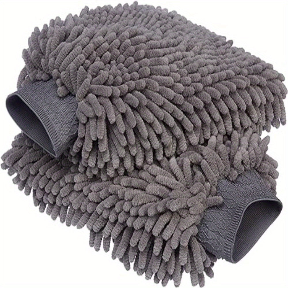 Swift Polish Premium Gray Microfiber Car Wash Drying Mitts - Ultra-Soft, Absorbent and Durable for Auto Maintenance