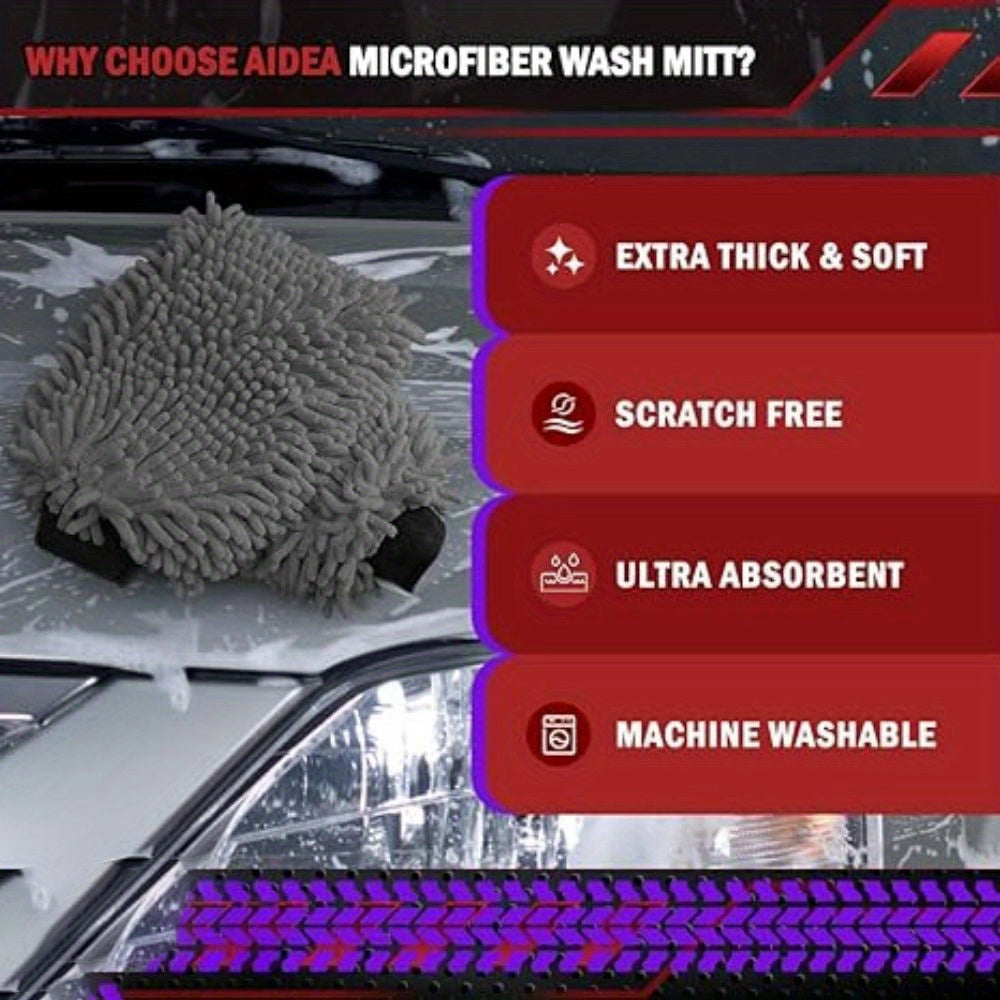 Swift Polish Premium Gray Microfiber Car Wash Drying Mitts - Ultra-Soft, Absorbent and Durable for Auto Maintenance