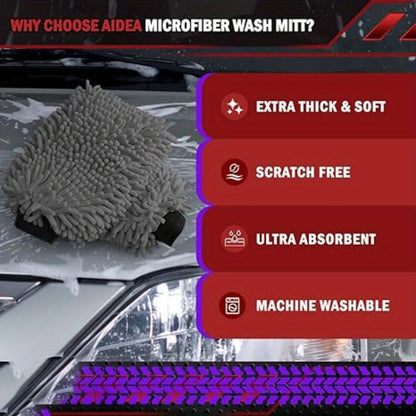 Swift Polish Premium Gray Microfiber Car Wash Drying Mitts - Ultra-Soft, Absorbent and Durable for Auto Maintenance